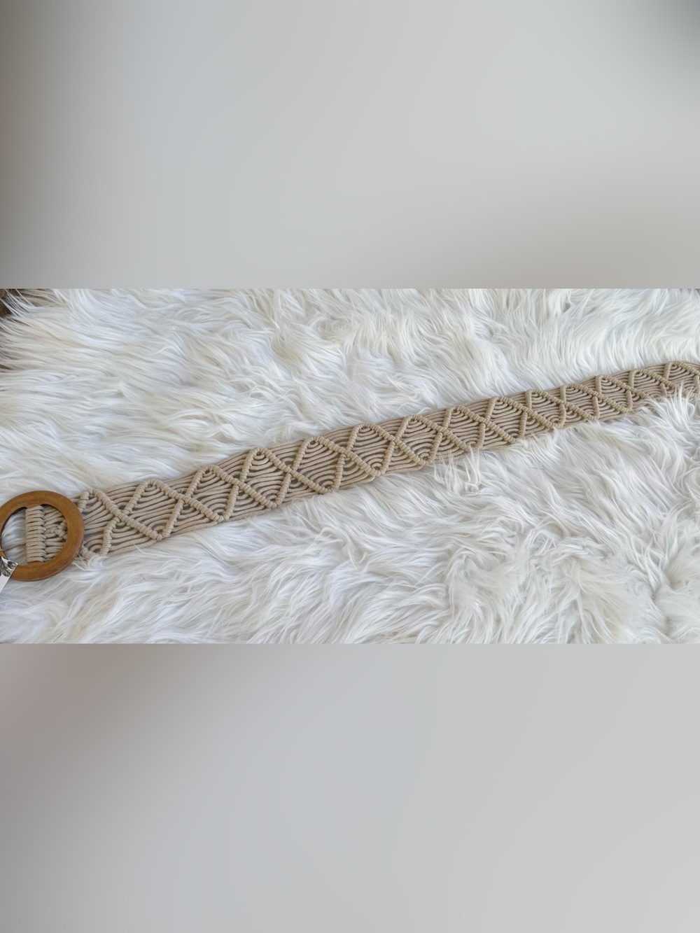 Handwoven Macramé Belt in Beige